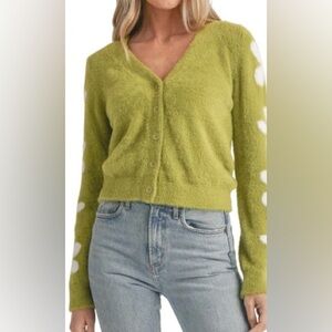 All In Favor Green Flower Cardigan
